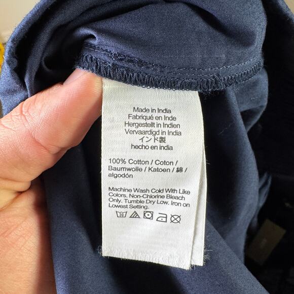 J.Crew Midi Skirt WMNS 20 Plus Navy Contrast Stitch Cotton Poplin Elastic Waist - Picture 6 of 7